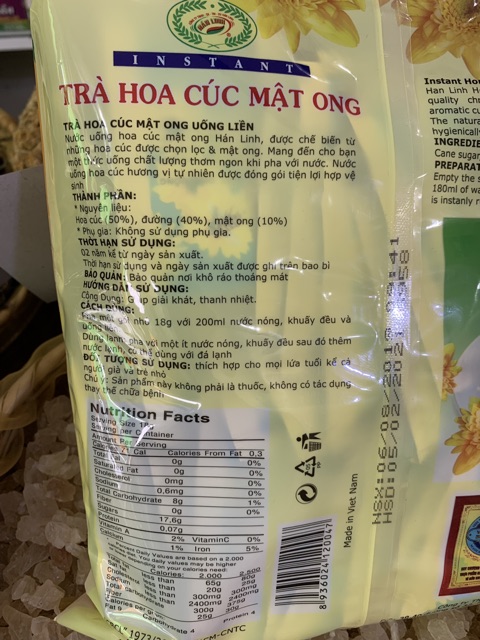 Trà Hoa Cúc Mật Ong Hòa Tan Hán Linh 35 gói
