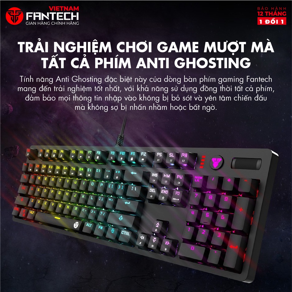 Bàn Phím chơi Game Bàn Phím Quang cho game thủ có 2 loại switch lựa chọn Fantech MK851 - Hàng chính hãng