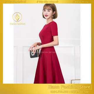 ⚡FLASH SALE⚡ Đầm công sở đỏ thiết kế dáng xòe thanh lịch cao cấp DV1007