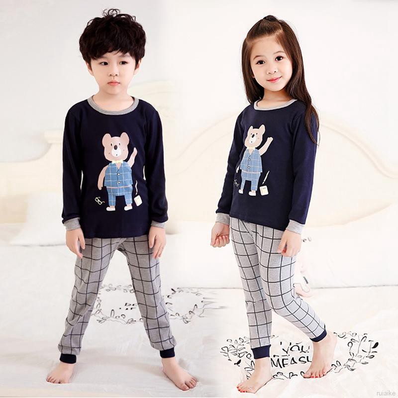 Bộ Đồ Ngủ Pijama Dài Tay In Hoạt Hình Cho Bé