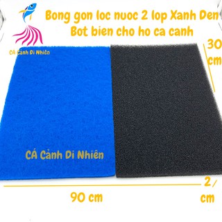 Bông gòn lọc nước 2 màu XANH ĐEN cho hồ cá cánh size 90x30x2 cm