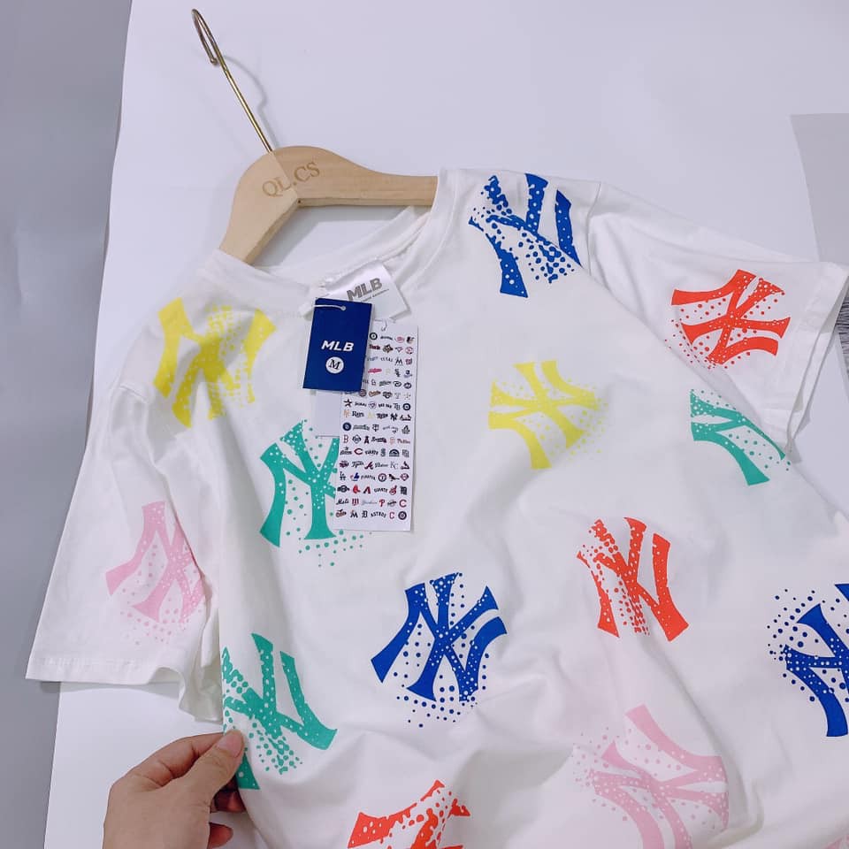 Áo thun nữ from rộng phông thêu chữ sắc màu hàng cotton 4 chiều