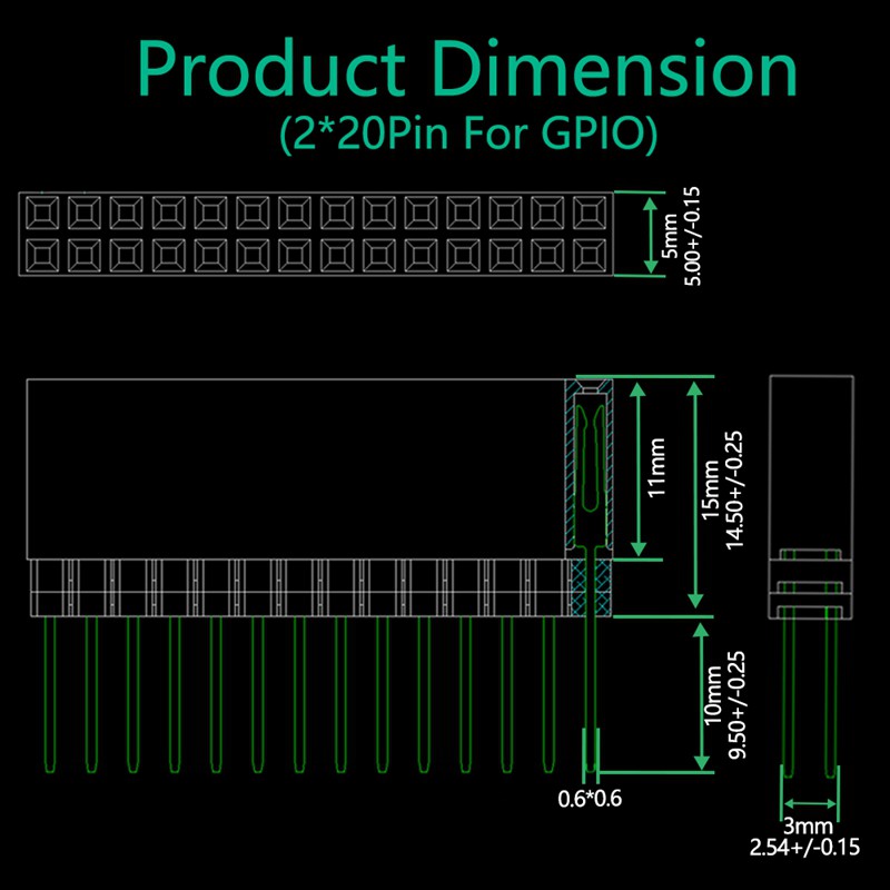 Đầu Đọc Thẻ Gpio 2x20-pin (40Pin) Cho Raspberry Pi A + Pi El B + Pi 2 3 4b