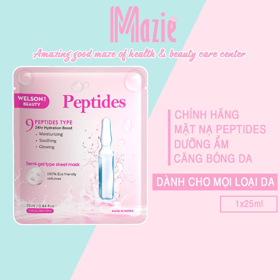 Mặt Nạ Peptides Dưỡng Ẩm Căng Bóng Da Welson Beauty 1 miếng x 25ml