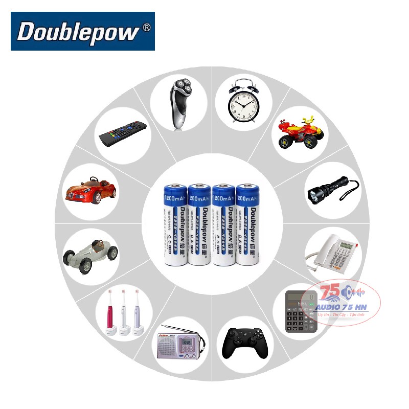 {Chính hãng} Bộ Sạc Pin Doublepow DP-B02 bán kèm 04 Pin Tiểu Sạc  Doublepow AA 1200mAh lắp MIC,máy đo huyết áp..