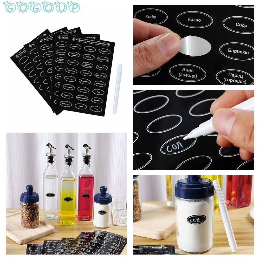 Set 120 Nhãn Dán Lọ Gia Vị Tự Dính Chống Nước Có Thể Tái Sử Dụng