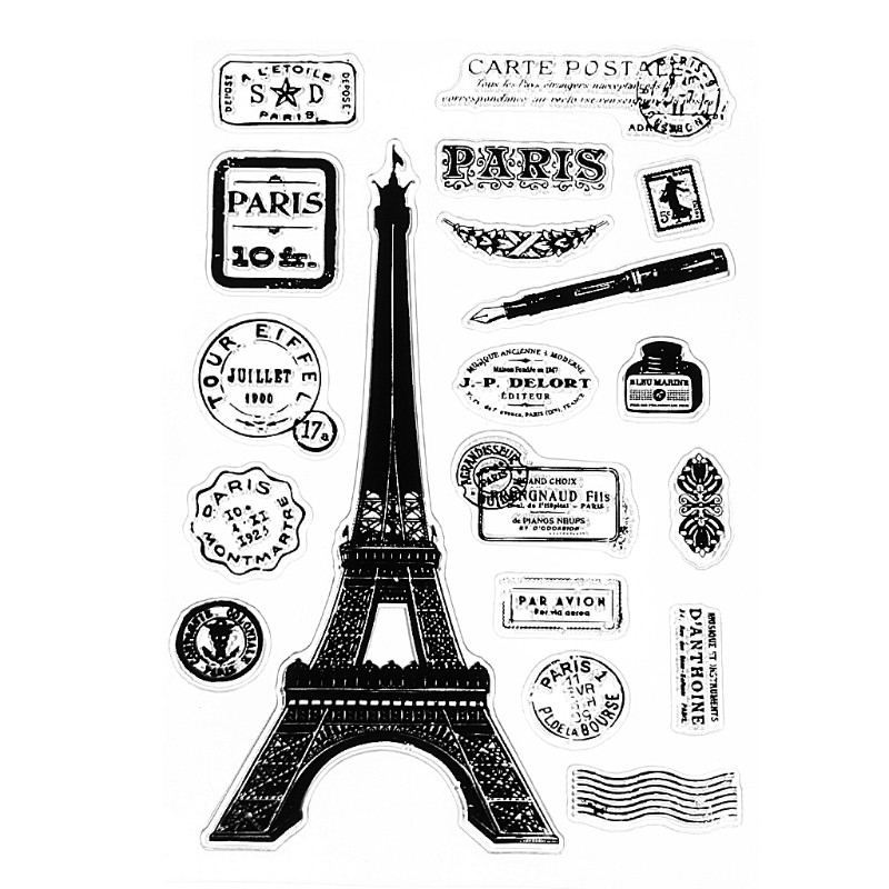 Con Dấu Silicon Trong Suốt Hình Tháp Eiffel Trang Trí Scrapbook