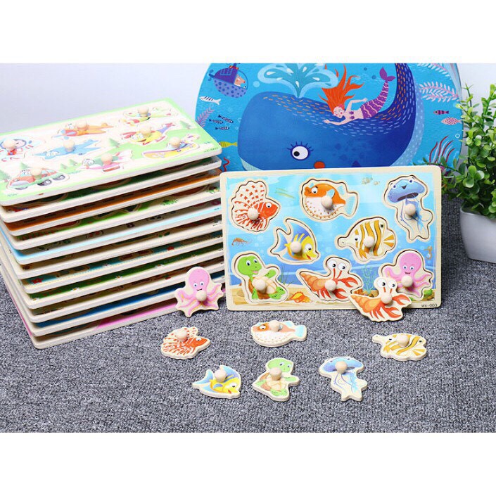 [Mã LIFETOYS1 giảm 30K đơn 99K] Bảng Ghép Hình Có Núm Phát Triển Tư Duy Cho Trẻ 15x20cm