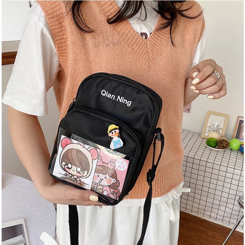 Túi vải đeo chéo size lớn túi dáng chữ nhật Tặng Stiker thời trang hottrend đeo vai đi chơi cá tính đẹp rẻ