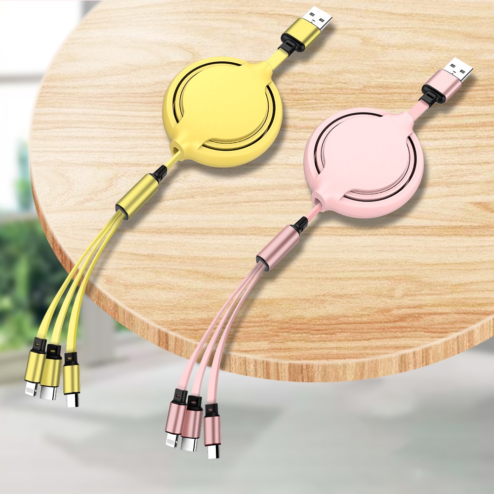 Cáp USB có thể thu vào silicon lỏng 3 trong 1, Cáp sạc nhanh iPhone iPad cho Xiaomi Huawei Samsung Android Cáp sạc điện thoại Android Loại C Cáp Micro USB