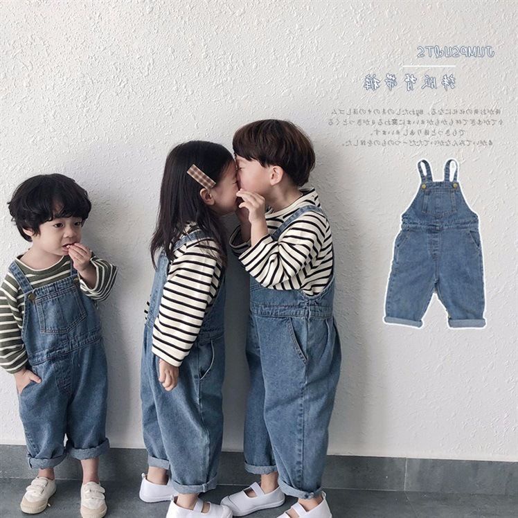 [Babycat] Hàng Có Sẵn Quần Yếm Denim Ống Rộng Mềm Mại Phong Cách Nhật Bản Hàn Quốc Cho Bé Trai Và Bé Gái