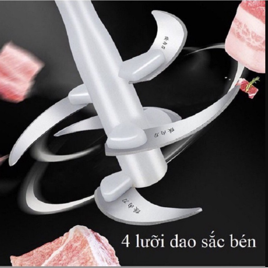 Máy xay thịt, máy xay đa năng, công suất 250W, cối inox304, 4 lưỡi dao sắc bén