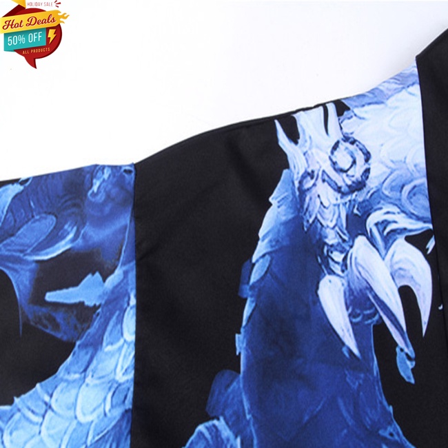 COD HOT Men Women Cardigan Robe Chinese Dragon Kimono Summer Loose 3/4 Sleeve Sun Protection Garments