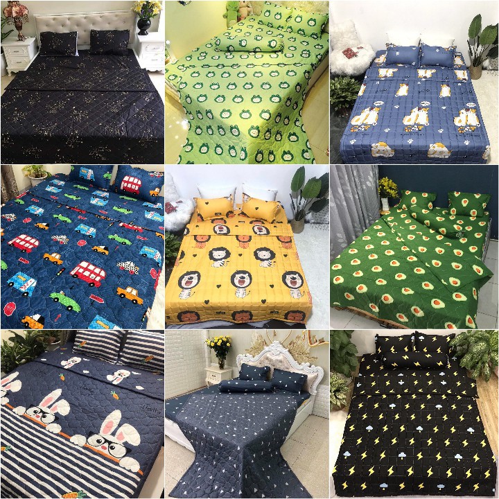 Bộ chăn ga kèm 2 vỏ gối m2 m6  m8 2m2  chất poly cotton (Chat chọn mẫu)