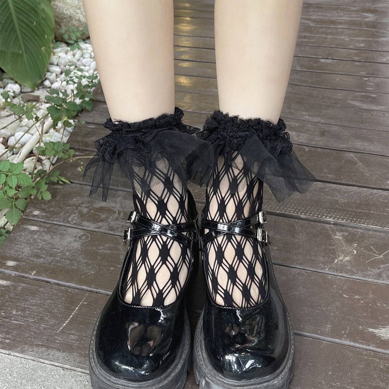 Vớ lưới ren xuyên thấu phong cách lolita gothic dành cho nữ