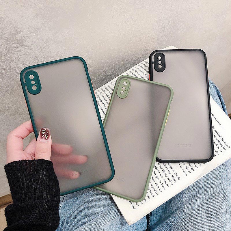 Ốp Lưng I.p.h.o.n.e Bảo Vệ Camera Viền Màu Lưng Nhám 6/6plus/6s/6splus/7/7plus/8/8plus/x/xr/xs/xsmax/11/12/pro/promax