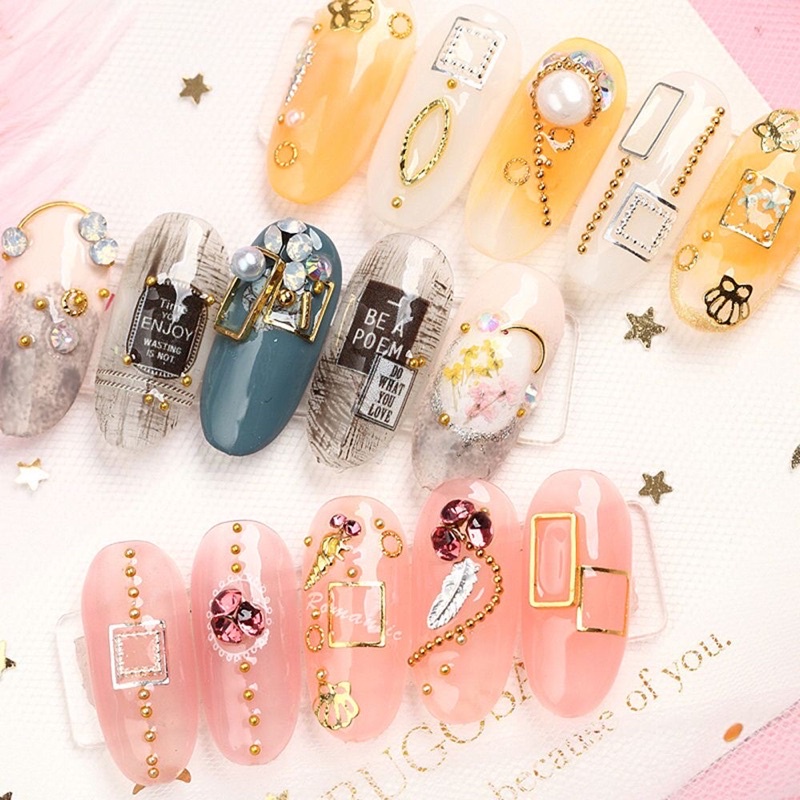 Phụ kiện cham vàng 6 ngăn trang trí nail đủ kiểu