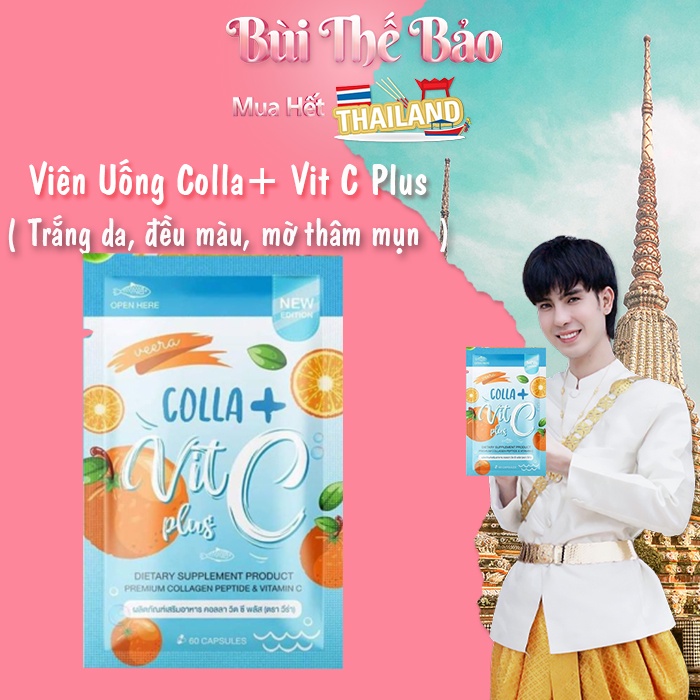 Nội Địa Thái | 60 Viên Uống Colla + Vit C Thái Lan | Trắng Da, Mờ Thâm, Mụn