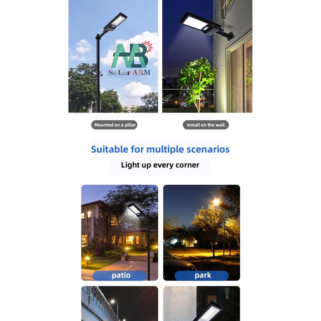 300W Đèn Đường Tấm Pin Liền Thể Năng Lượng Mặt Trời , Cảm Biến Chuyển Động , IP67 Chống Nước , mã: ABM-HX21300A