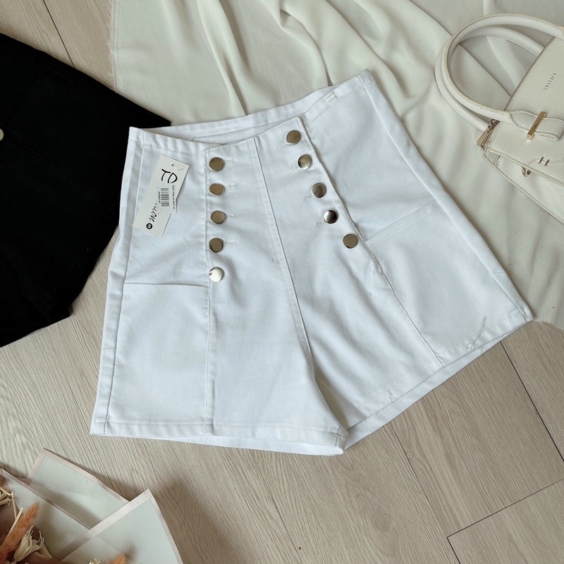 Quần đùi short jean kaki co dãn 10 nút lưng cao u
