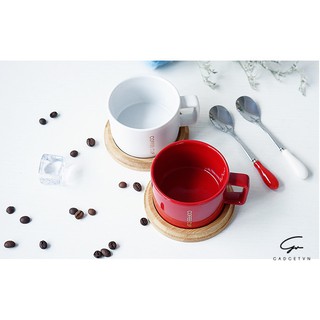CỐC CAFE ( KÈM THÌA VÀ ĐẾ GỖ )