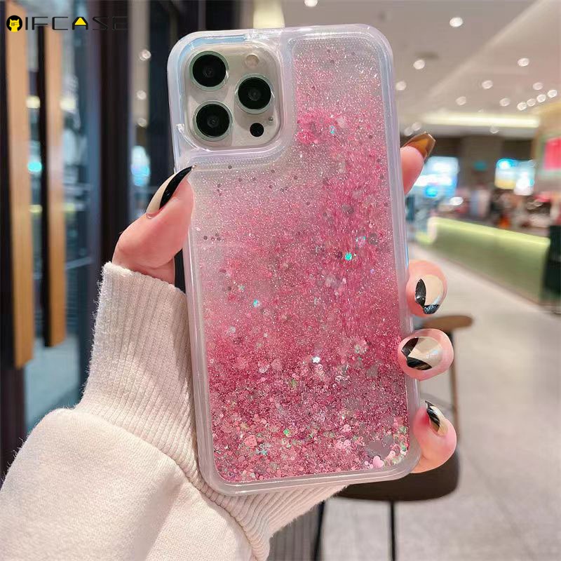 Ốp Điện Thoại Mềm Trong Suốt Chống Sốc Phối Kim Tuyến Nước Cho iPhone 14 Plus 13 12 Pro Max Mini
