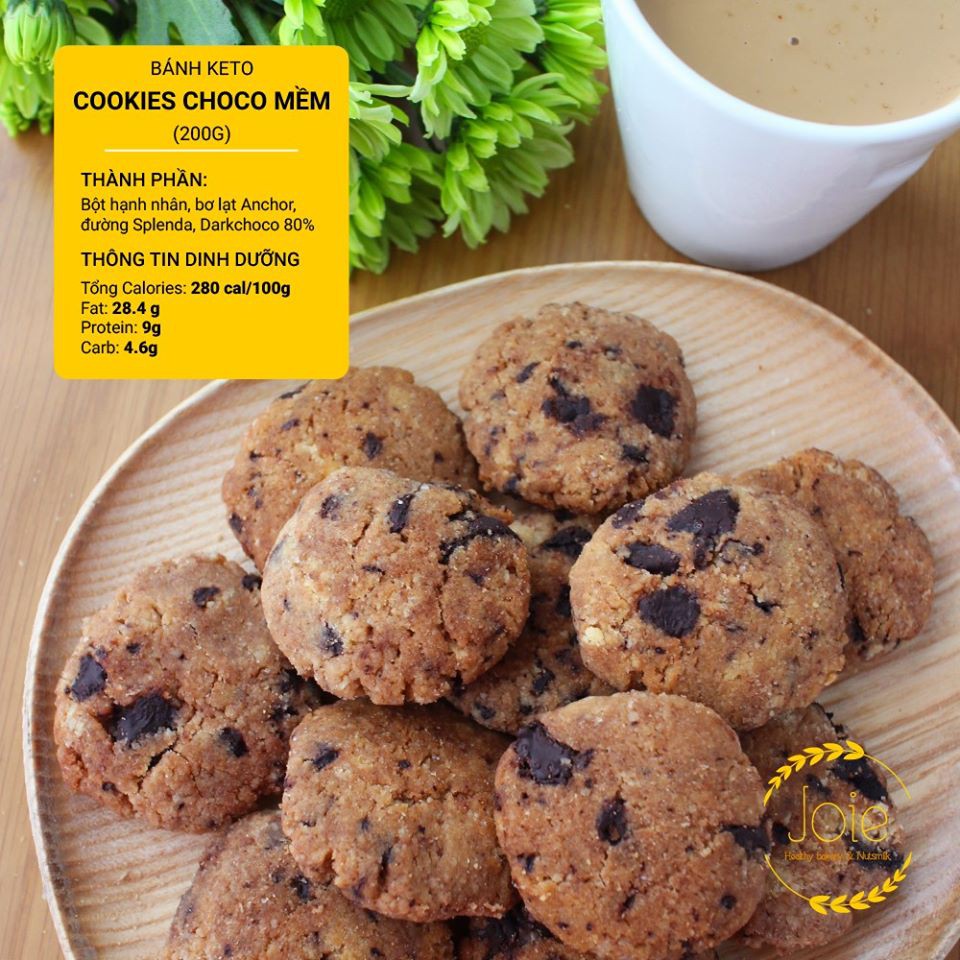 Bánh Cookies keto hạnh nhân mềm chocochip giảm cân, ăn kiêng KETO/DAS/Tiểu Đường