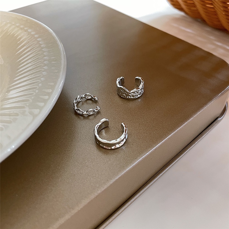 3 Khuyên tai dạng kẹp màu bạc phong cách trẻ trung dành cho nữ