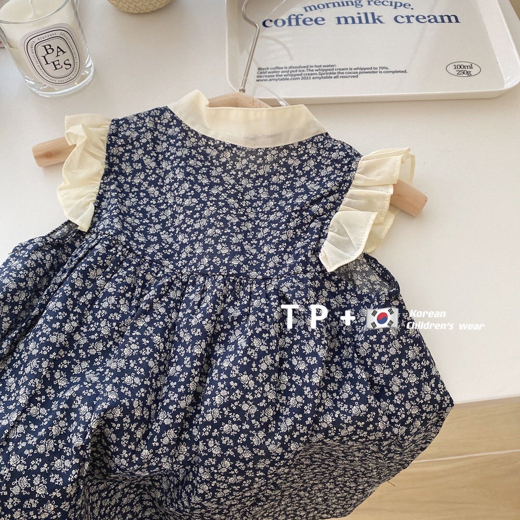 Bộ Đầm Công Chúa Mùa Hè Sát Nách Bằng Cotton Trơn Thoải Mái In Họa Tiết Hoa Thời Trang Phong Cách Hàn Quốc Cho Bé Gái 5 Tuổi