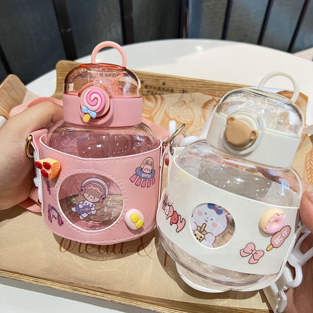 Bình Nước PISTA Họa Tiết Hoạt Hình Có Ống Hút Tiện Dụng Mang Theo Du Lịch