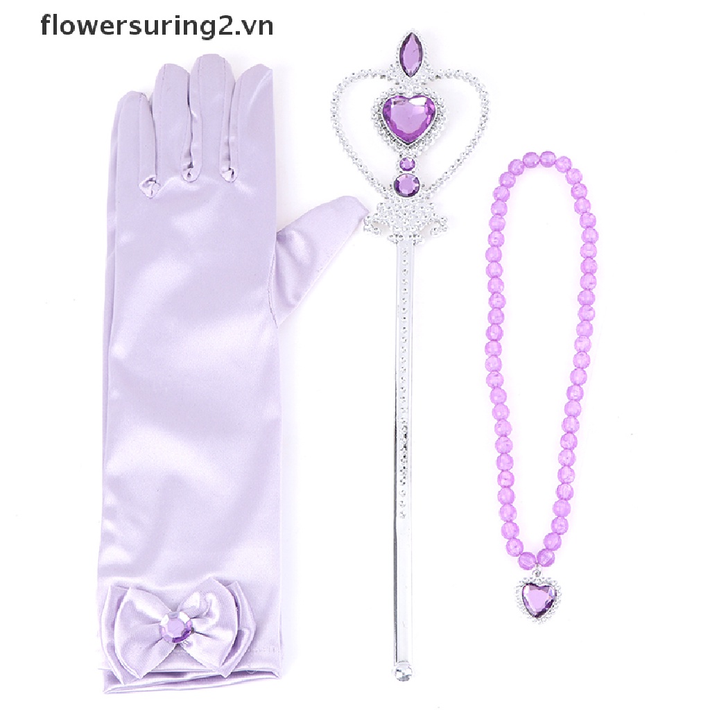 Set 6 Phụ Kiện Vòng cổ / Găng Tay / Vương Miện Công Chúa Xinh Xắn Cho Bé Gái