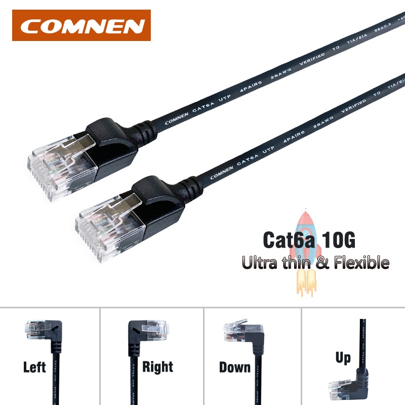 Dây Cáp Mạng Lan Cat6a 90 Độ Siêu Mỏng Cho TV BOX Laptop