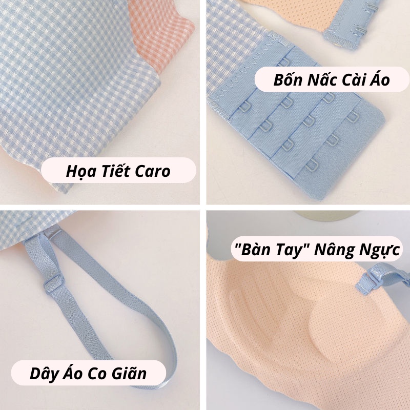 Áo Lót Không Gọng Tạo Khe Nâng Ngực - Áo Ngực Nữ Mút Bàn Tay 4 Nấc Cài TOPBRA AL19