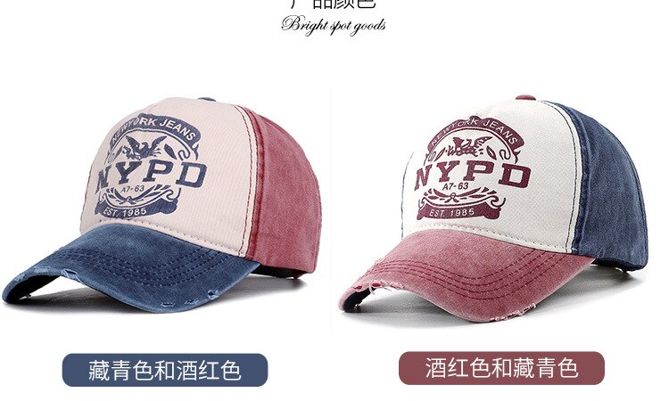 Mũ lưỡi trai vải cotton đã giặt in họa tiết Baseball cap 1985 có thẻ điều chỉnh cho nam và nữ