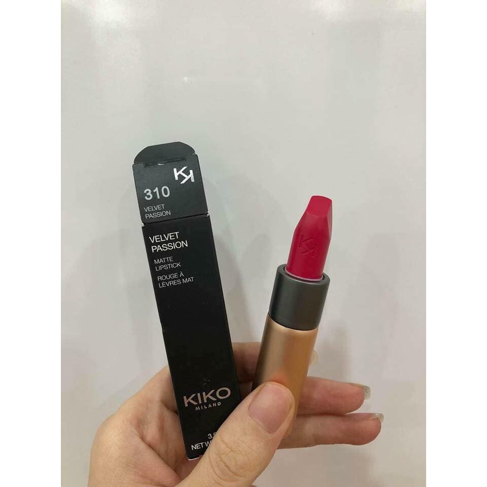 Son #Kiko310 Strawberry Red - đỏ hồng sen trẻ trung tươi mới với tông màu đỏ hồng(xách tay Đức)