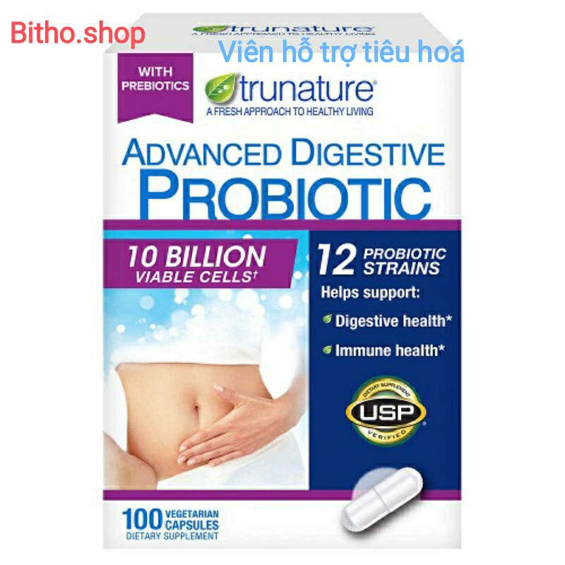 Viên uống hỗ trợ tiêu hoá Advanced Digestive Probiotic Trunature 100v