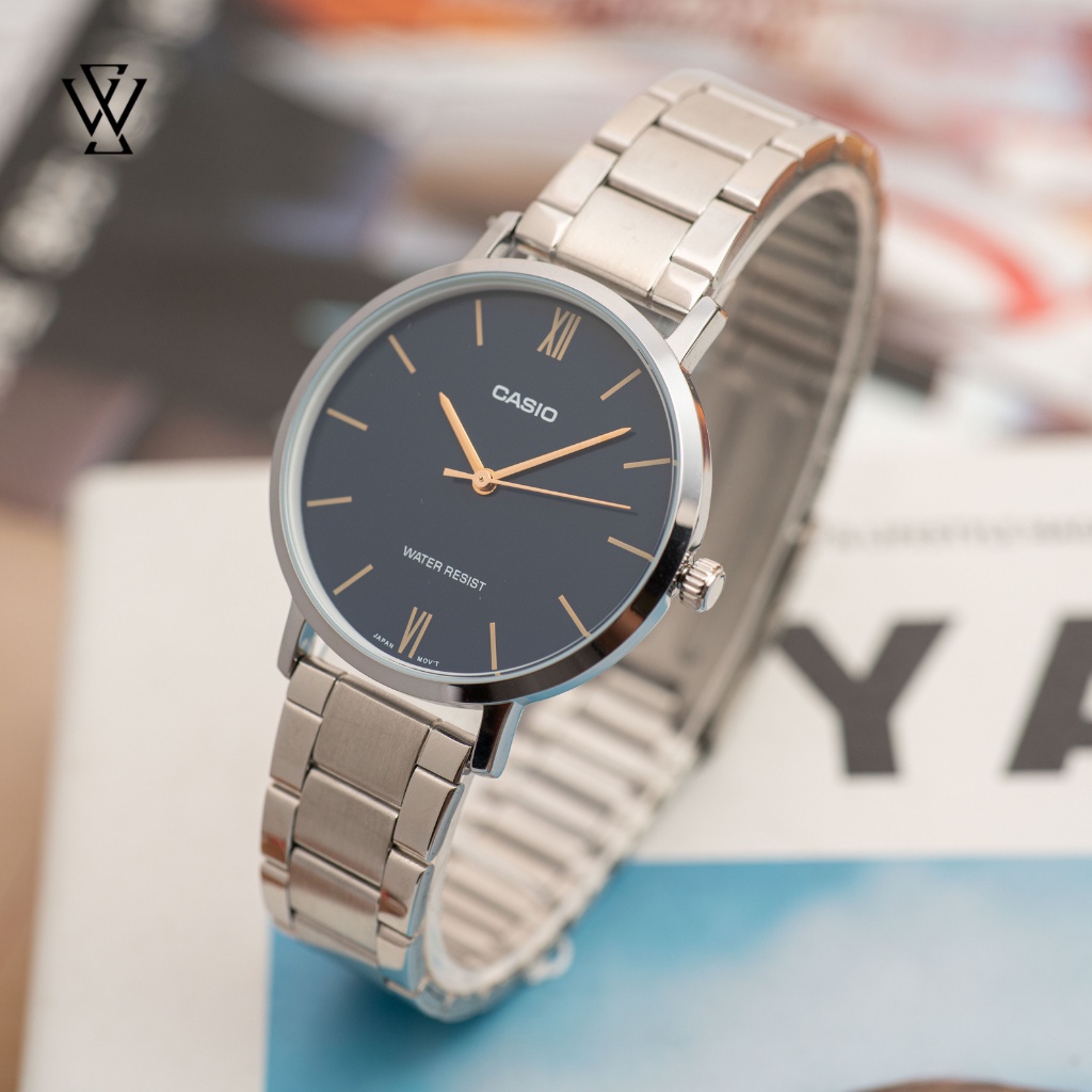 Đồng Hồ Quartz Nữ Casio WATCHSTORE LTP-VT01D-2BUDF Thiết Kế Kính Khoáng 34mm, Dây Kim Loại Và Vỏ Thép Không Gỉ