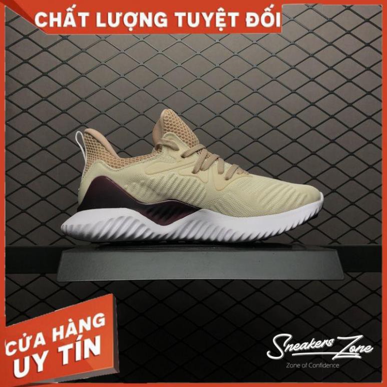 (FREE SHIP + HỘP + QUÀ) Giày thể thao sneaker nam nữ ALPHABOUNCE Beyond 2018 Cream deep red Kem gót đỏ đậm