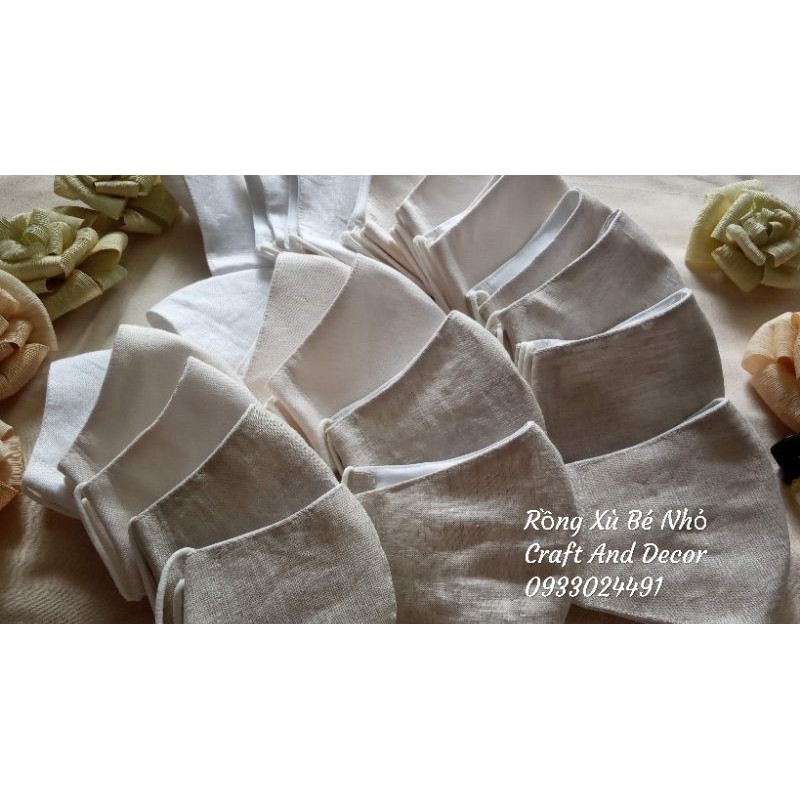 Combo 5 cái khẩu trang vải linen trơn | BigBuy360 - bigbuy360.vn