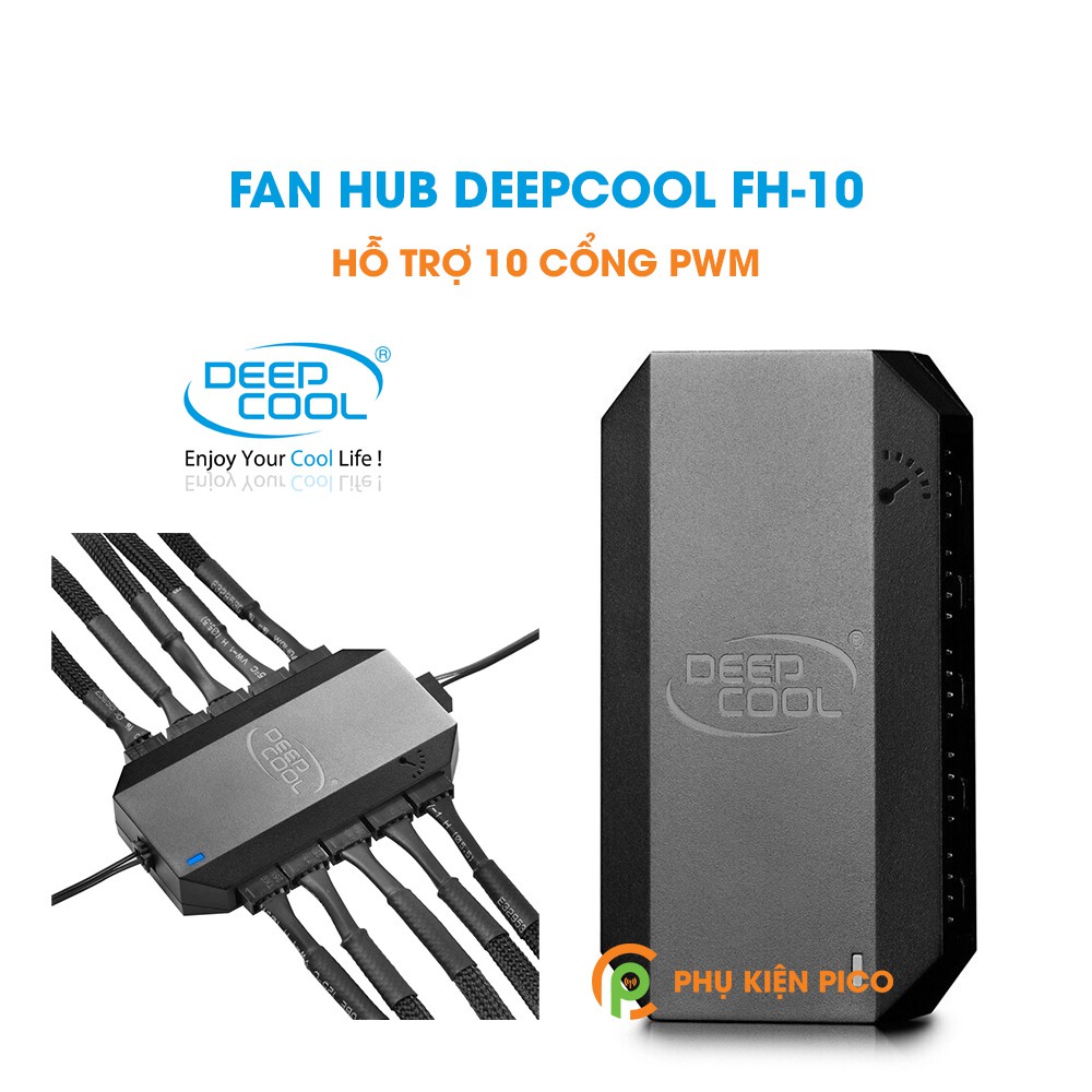 Bộ chia quạt Fan hub DeepCool FH-10 - hỗ trợ 10 cổng PWM, 3 pin và 4 pin