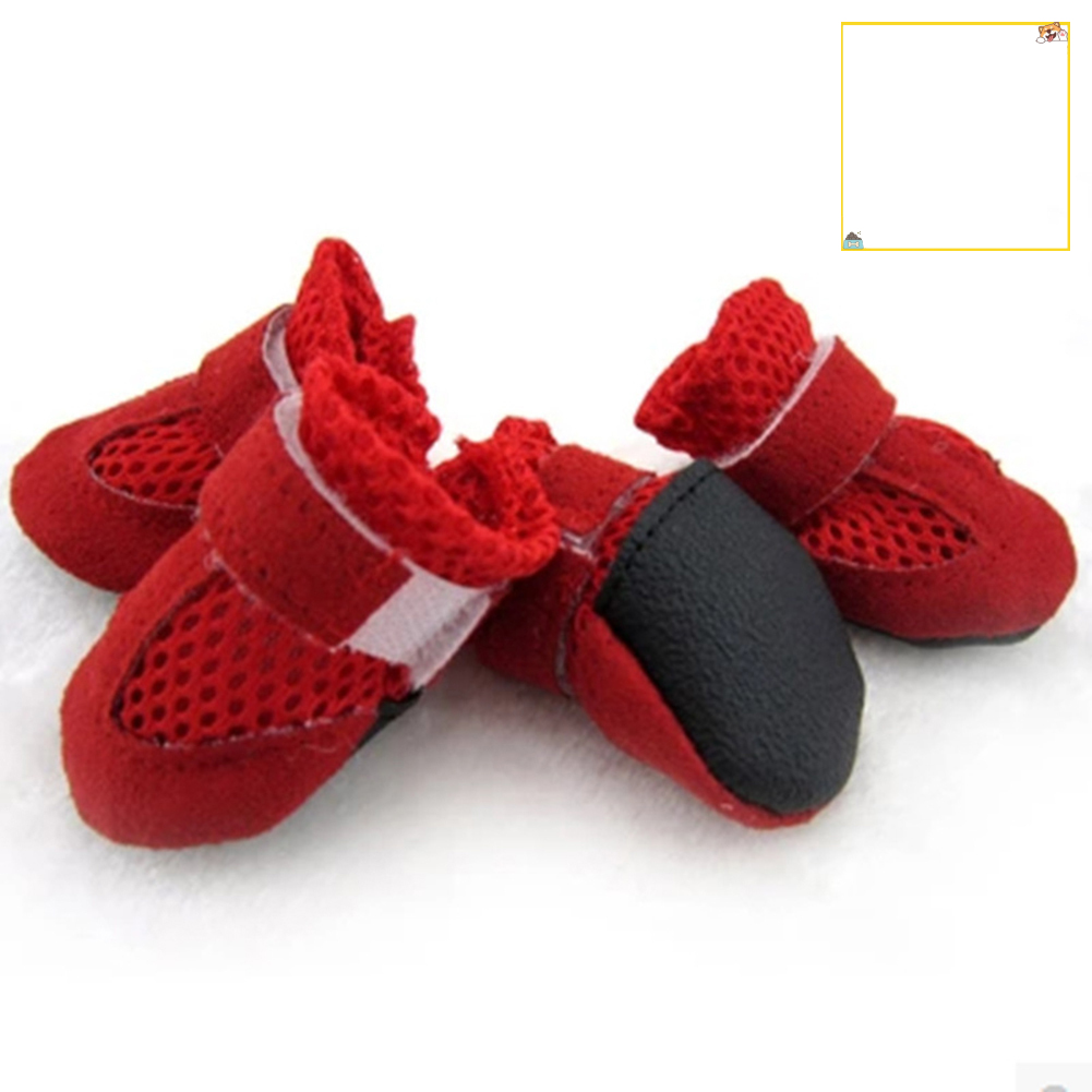Bộ 4 Chiếc Giày Dạng Lưới Mềm Mại Chống Trượt Cho Thú Cưng