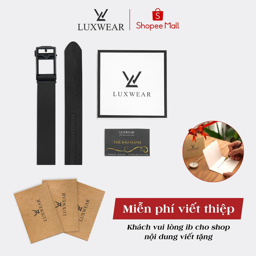 Thắt lưng nam da bò nguyên tấm LuxWear khóa tự động hai màu nâu đen TL01
