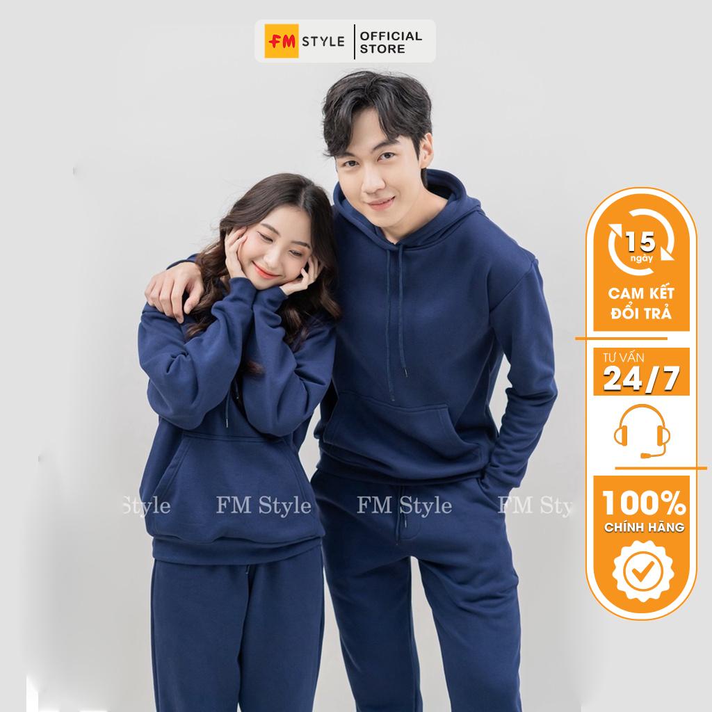 Set đồ bộ nỉ FM Style unisex nam nữ áo hoodie phối quần jocker năng động thời trang thu đông 211111111