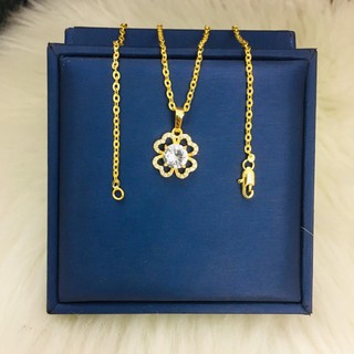 Dây chuyền nữ mắt xích ghép mặt hoa bốn cánh đính đá siêu xinh - Vòng cổ nữ