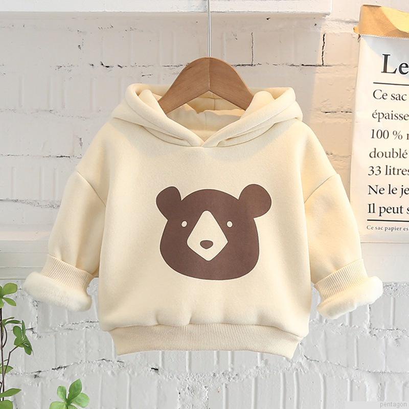Áo hoodie giữ ấm họa tiết gấu hoạt hình phong cách Hàn Quốc cho bé 9-5 tuổi