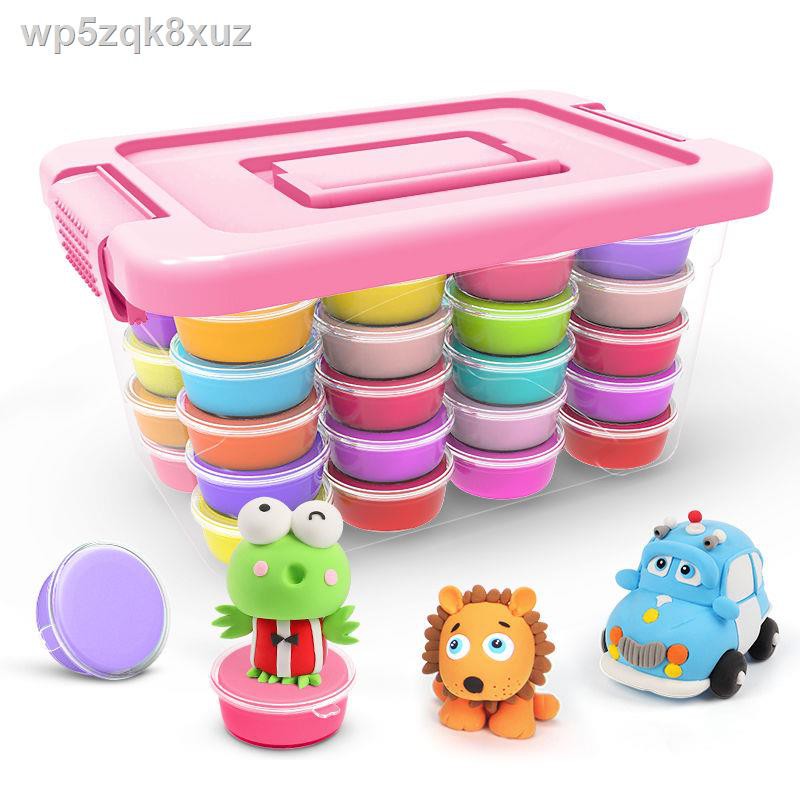 ❀⊙Đất sét siêu nhẹ dành cho trẻ em 24 màu không độc hại plasticine bùn gian mẫu giáo gói vật liệu tự làm giấy