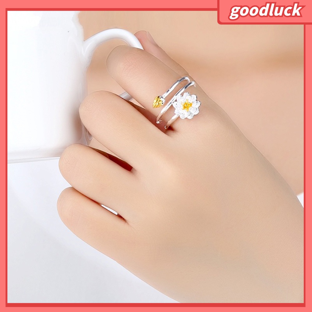 Nhẫn Hở Hình Hoa Sen Thanh Lịch Cho Nữ