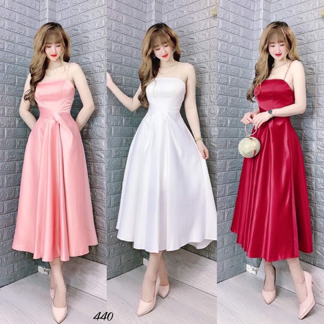 ( ẢNH VÀ VIDEO THẬT 10000% )  Đầm xoè chéo eo xếp ly 2 dây