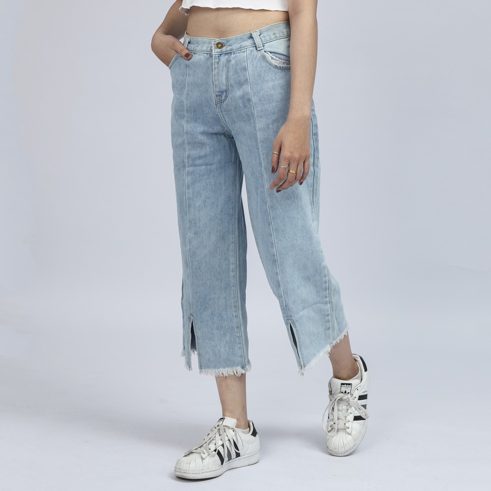 Quần Jean Nữ quần Ống Rộng Xẻ Lai Xanh Nhạt Co Giãn Thời Trang Cao Cấp QR11. InsideShop.03 | BigBuy360 - bigbuy360.vn