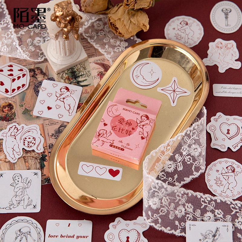 Set 46 sticker trang trí sổ tay DIY hình thần tình yêu sáng tạo